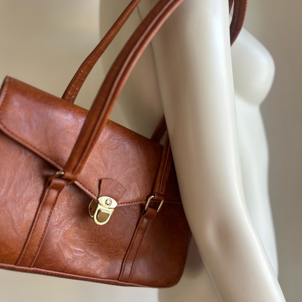 Elegant Brown Leather Handbag women new
